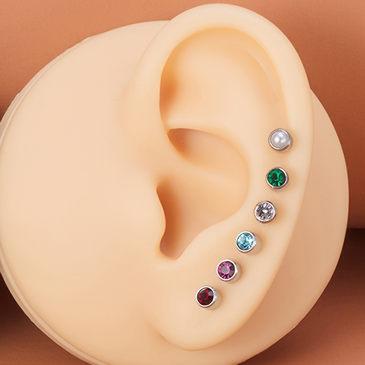 12 Pairs Birthstone Stud Earrings, Synthetic Zirconia