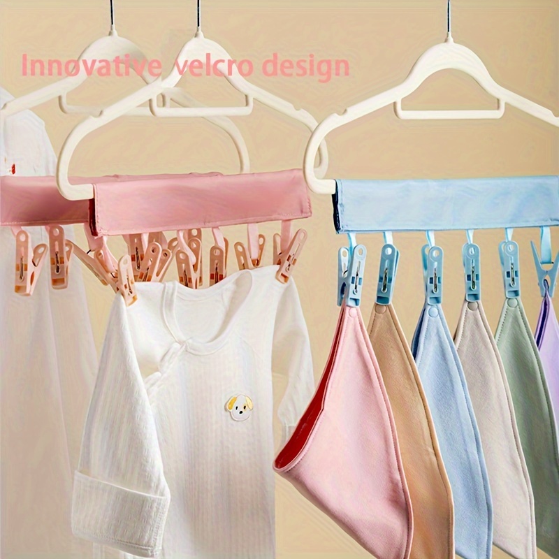 2pcs portable travel fabric clothes hanger multifunctional folding clothes clip sock underwear clip for hotel travel accessories drying rack details 5