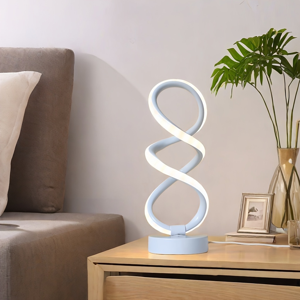 

Modern Metal Spiral Table Lamp, Usb Powered 3-tone Adjustable Lighting, Button Control, Aluminum Base, Theme, For Multiple Room Types