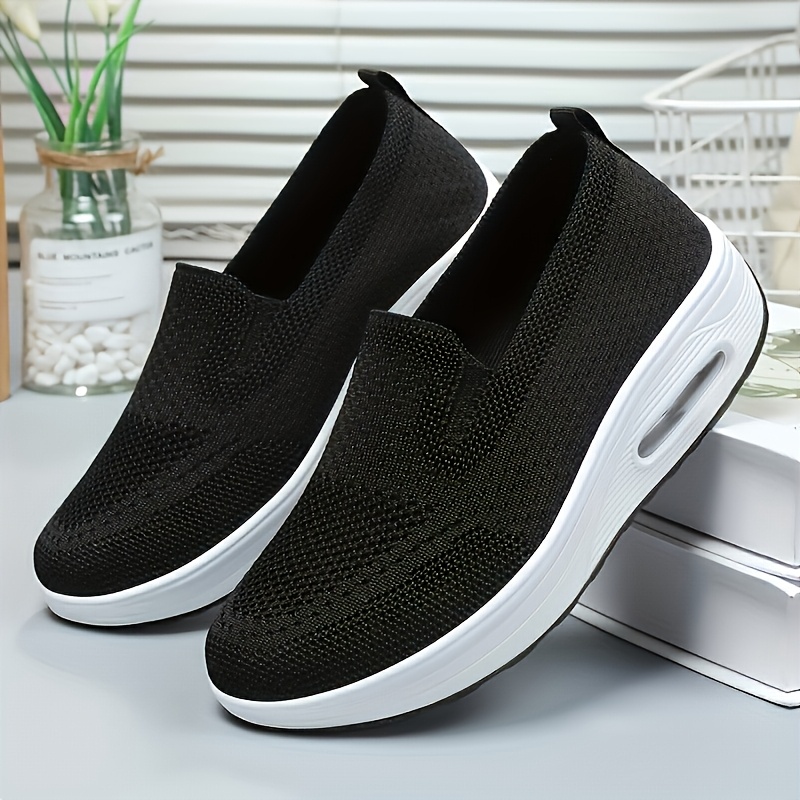 TEMU Baskets à plateforme tendance pour femme, chaussures rocker légères et respirantes en tricot avec , chaussures de sport décontractées pour , le