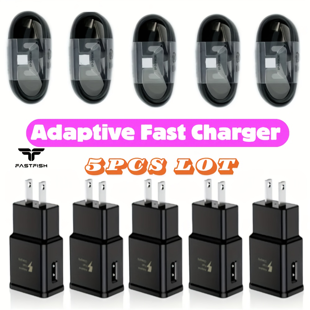 

5x Lot 18w Fast Charging Wall Charger Type C Usb Cable Lot S8 S9 S10 S20