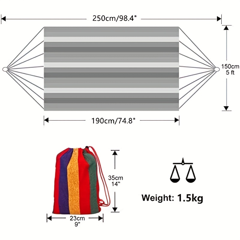 TEMU Balançoire de terrasse style hamac 80x250cm -basculement avec prévention de retournement latéral, coutures de bord renforcées, sangles de pour ,