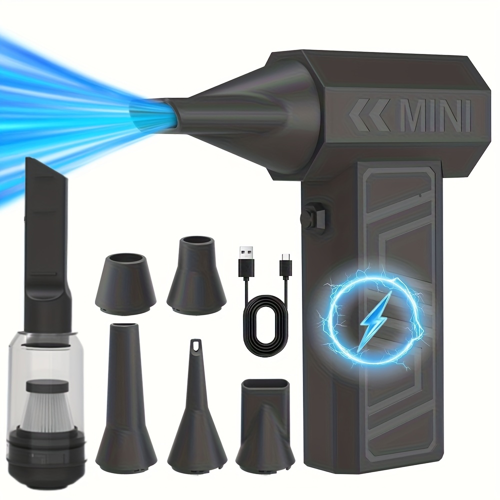 105 000 rpm turbo fan pro 2 in 1 blower vacuum cleaner 5pcs accessory kit portable car vacuum   dust removal type c fast charging wireless operation charging duster