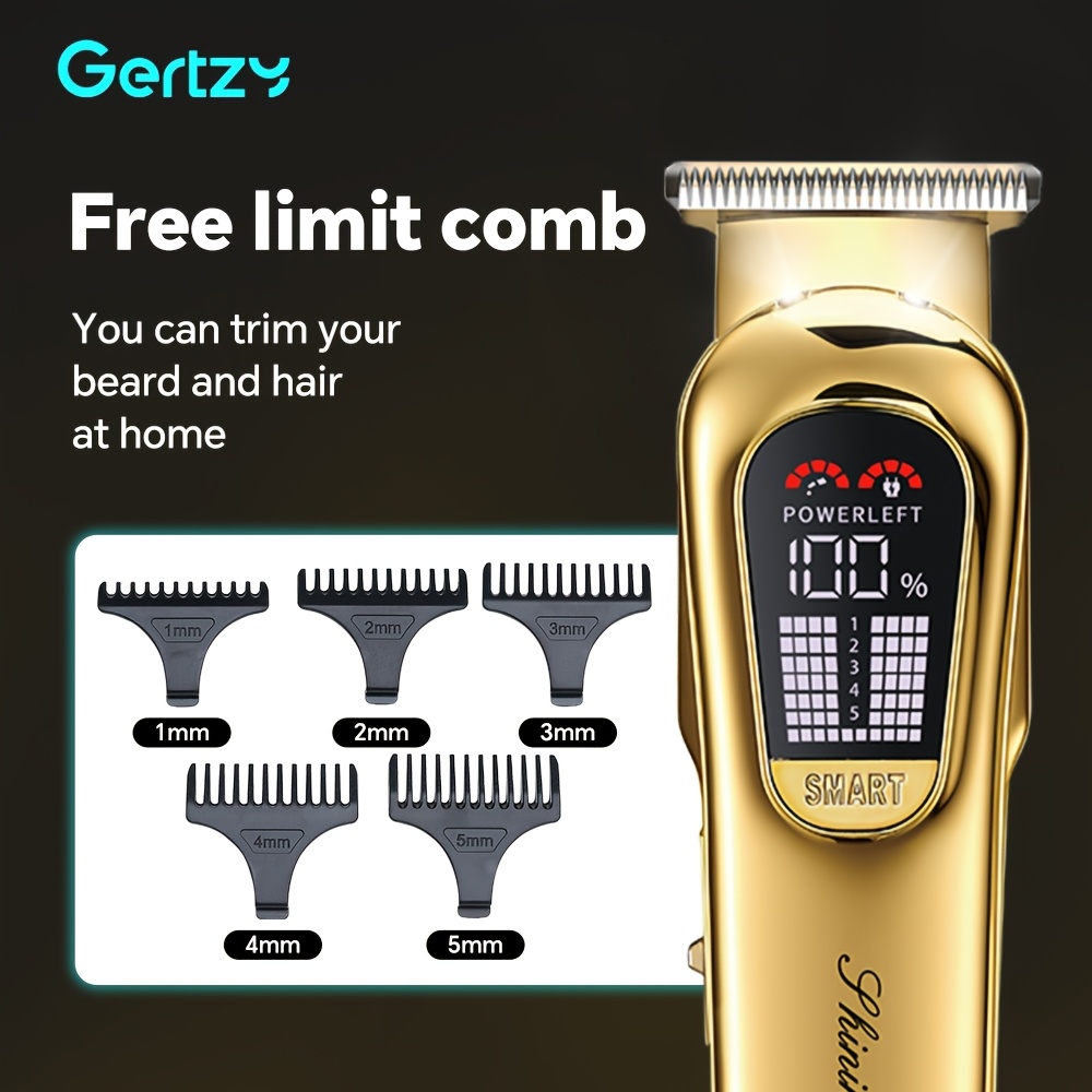 GERTZY 2-en-1 Ensemble de tondeuse à cheveux pour hommes - Tondeuse professionnelle réglable sans fil avec 15 peignes de limitation, batterie au lithium rechargeable, idéale pour une utilisation à domicile, salon ou cadeaux, équipement de salon | Tondeuse à cheveux moderne | Outils de coupe de cheveux durables, tondeuse à cheveux pour hommes