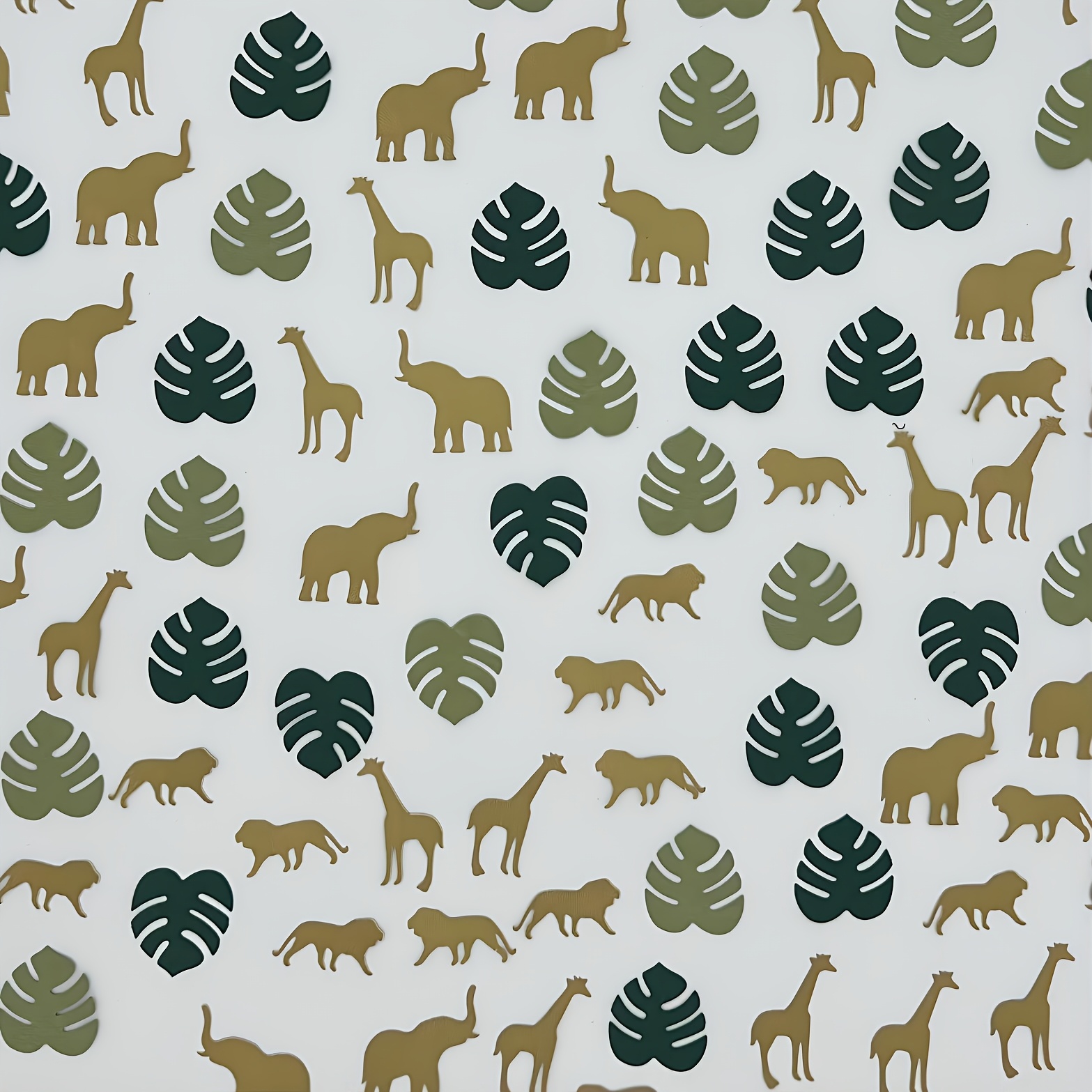 Image of Jungle Animal Confetti Set Of 100 - Mixed Colorful Paper Table Decorations Featuring Elephants, , And Giraffes For Birthday And Holiday Party Supplies, For Christmas, Halloween