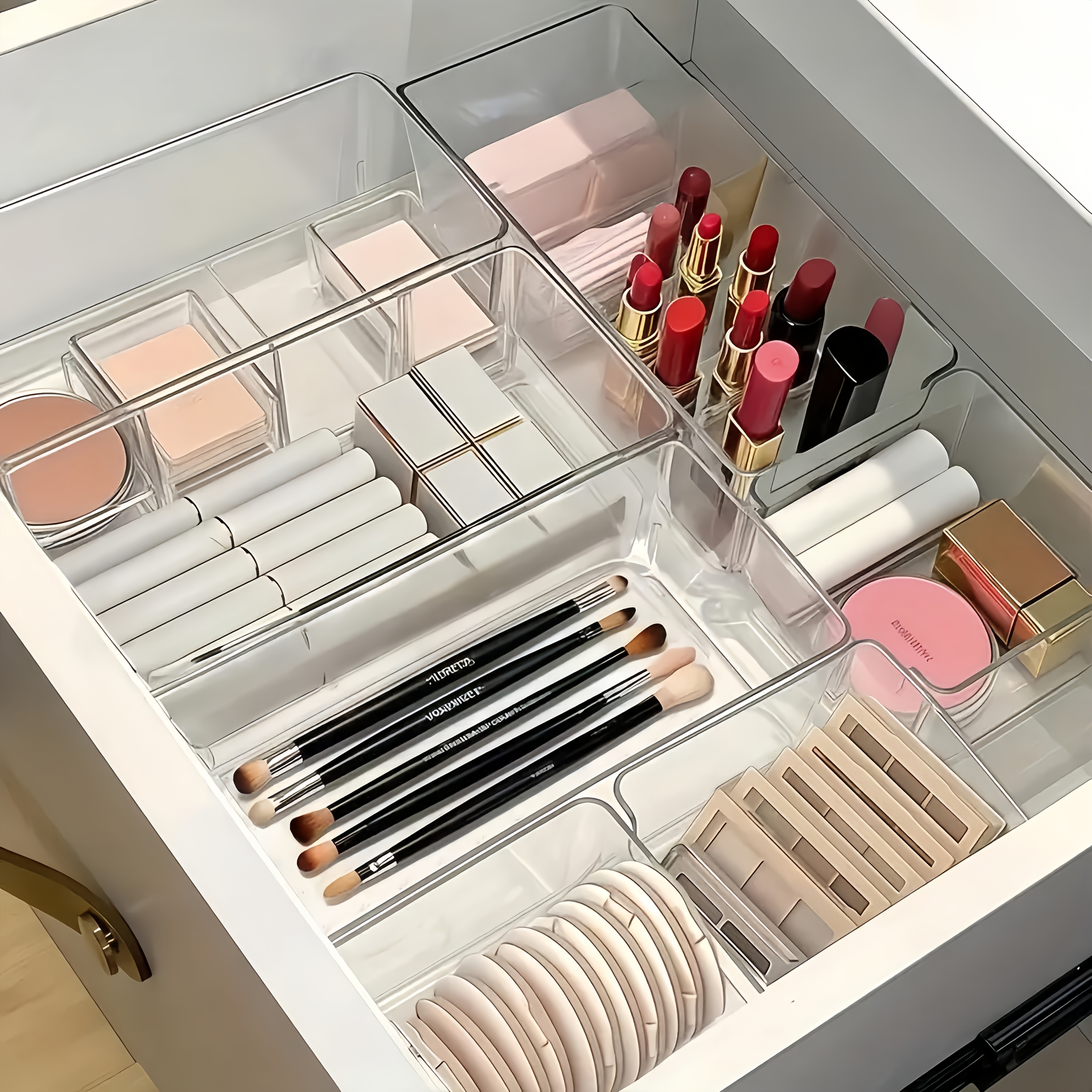 4/5 Stück Acryl-Schubladenteiler Organizer für Schreibtisch-Ordnung, Bürobedarf-Aufbewahrung, Kosmetik-Schubladenorganizer, Schreibtisch- Schubladenorganisation, Haushaltsaufbewahrung