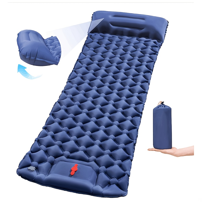 TEMU Tpu Inflatable Camping Sleeping Pad, Camping Inflatable Sleeping Pad, Ultralight Inflatable Sleeping Pad With Built-in Pillow And Foot Pump,