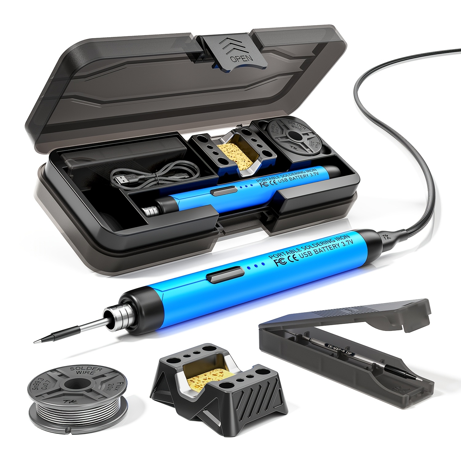 TEMU Usb/wireless Soldering Iron, 3-speed Temperature Control, With Welding Wire, Bracket And Storage Box