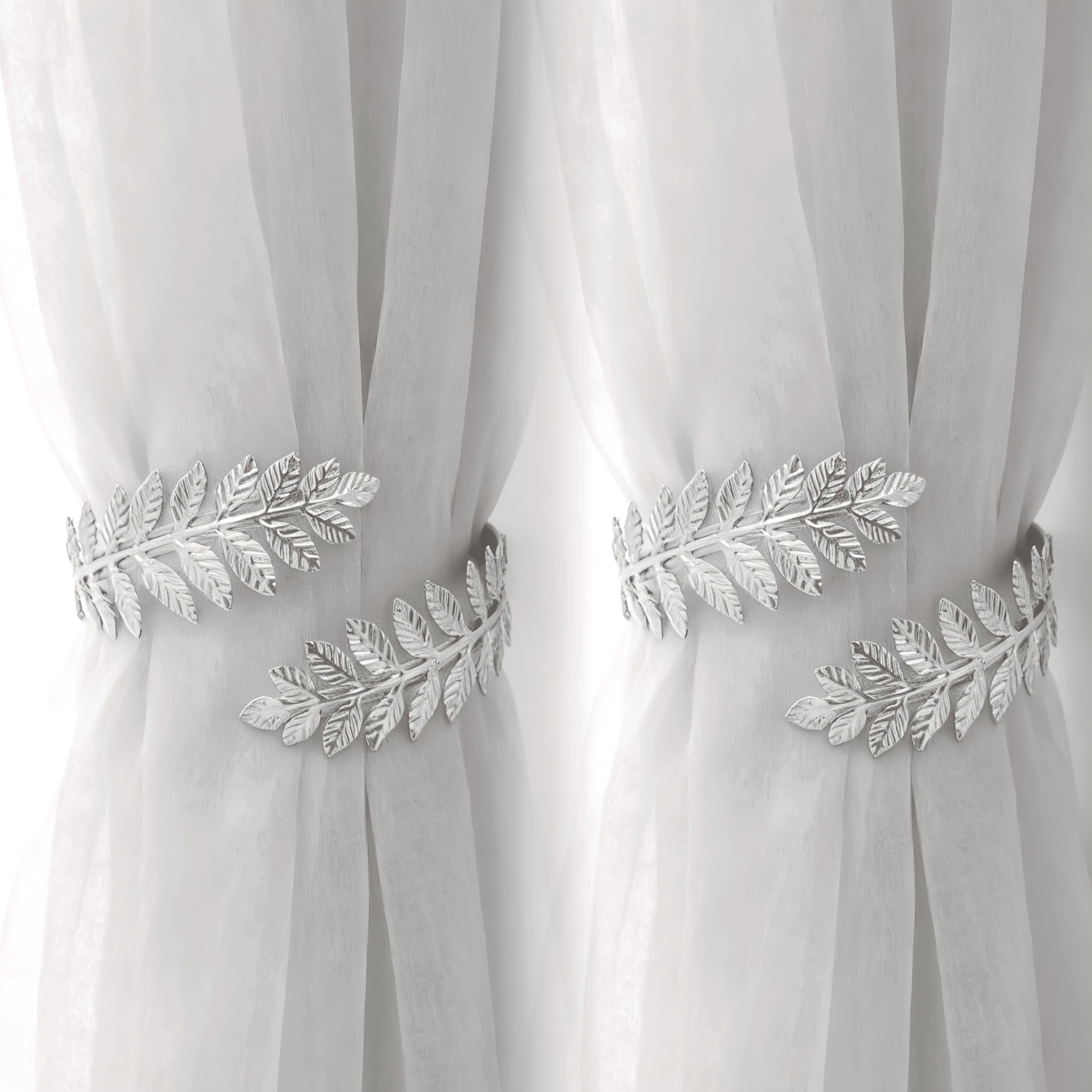TEMU 2pcs Elegant Metal Drapery Holdbacks - Bohemian Leaf Design Curtain Tiebacks For Home Decor