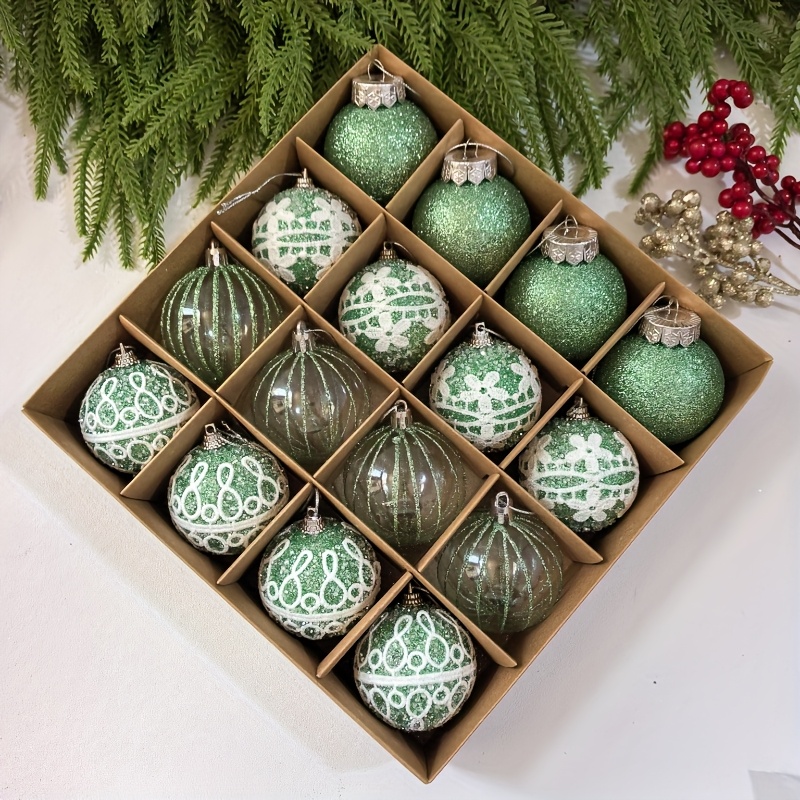 TEMU Nuevas Bolas Navideñas 16 piezas/ Decorativa Navideña para Celebraciones Festivas, Fiestas, , , Patios y Ocasiones Alegres