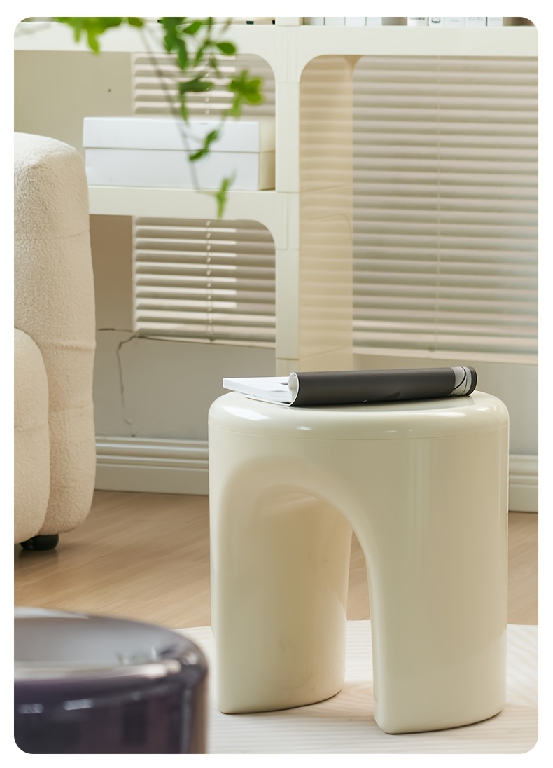   style classic round stool minimalist storage small table   colors plastic material durable coffee table practical household goods outdoor portable doorway shoe changing stool Product details 9