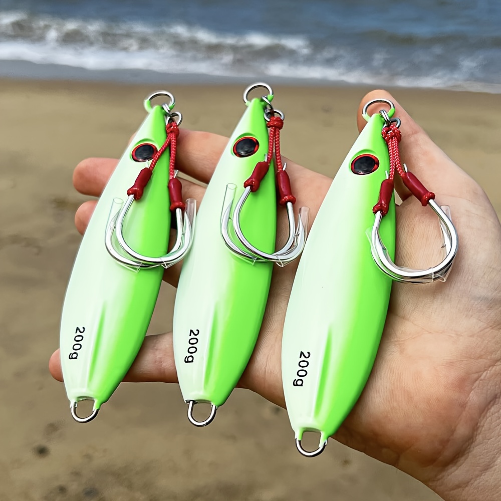 Jigging Lures Fishing, 30g Slow Jig Baits, Offshore Micro Jigs for Tuna King SNA Grouper Bass, Metal Jig with Treble Hook and Assist Hooks 7pieces