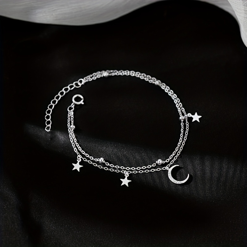 TEMU Star Moon Double Bracelet Ladies Elegant Style Niche Exquisite Hand Jewelry Suitable For Daily Wear Holiday Gifts