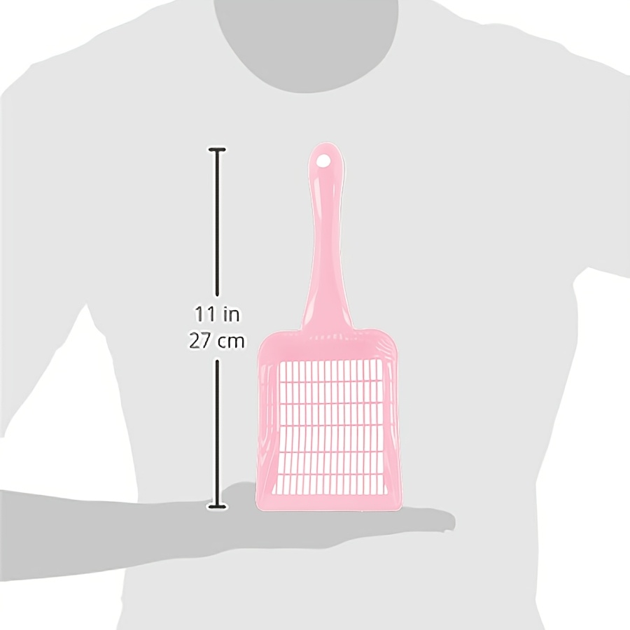 a   sturdy pink and gray plastic cat   with ergonomic handles designed for easy handling and leak proof use   cleaning litter boxes and suitable for all types of cats Product details 4