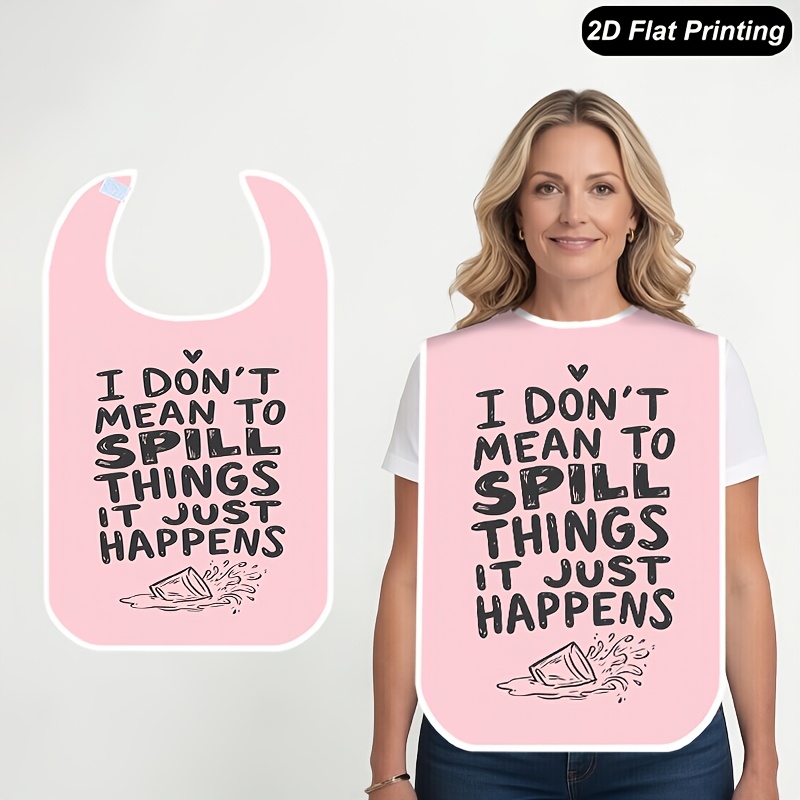 TEMU 1pc Adult Bibs For Women Men And Elderly, Spill Things 2d Flat Print Dining Apron, Feeding Bib For Adults, Parties, Dining, And Home Use,
