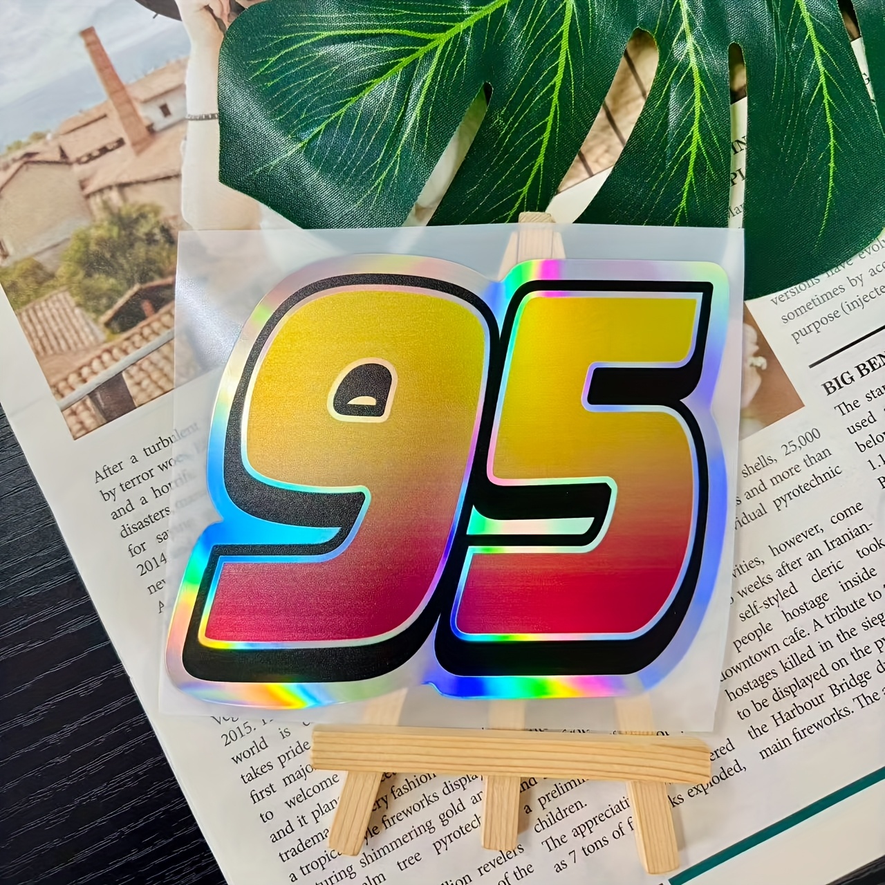 1 Yellow Laser Number 95 Sticker, Waterproof Vinyl Decal For Rear Windshield, Window, Door, Body, And Trunk