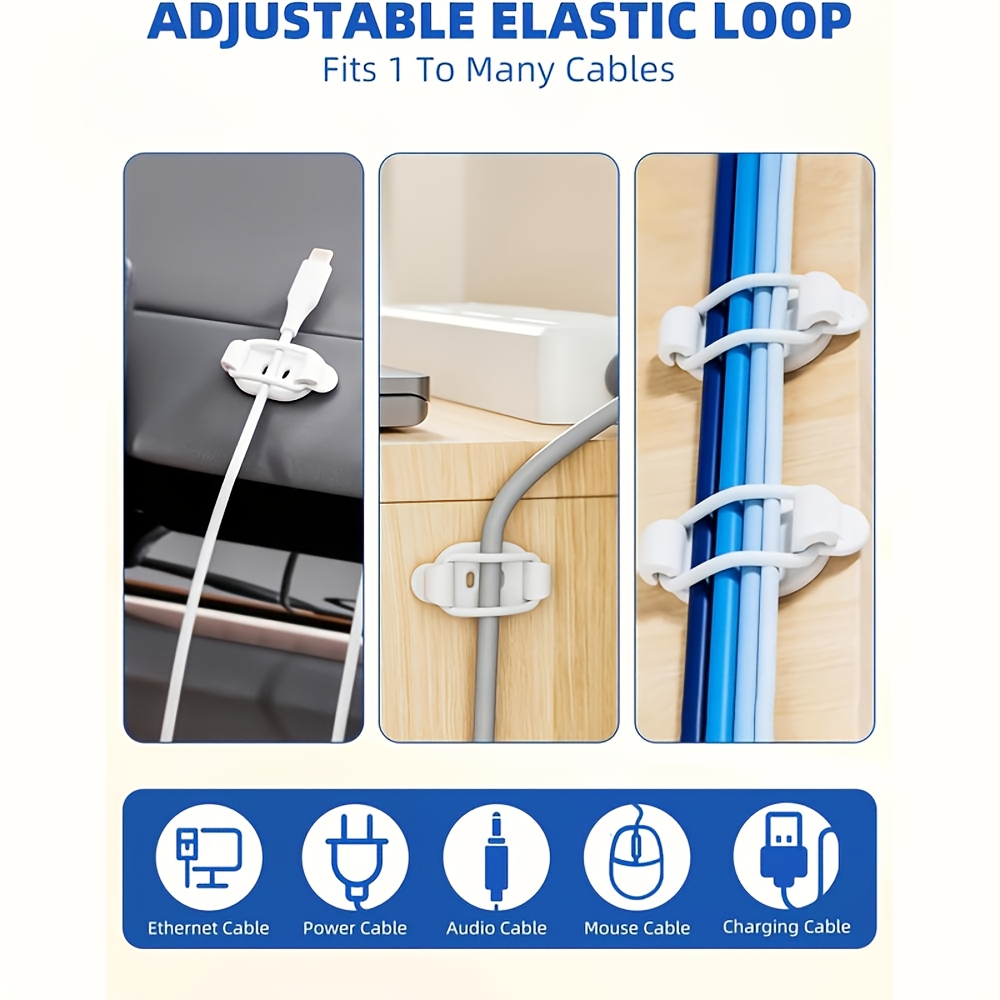 10 Packs of Adjustable Self-Adhesive Cable Neat Clips