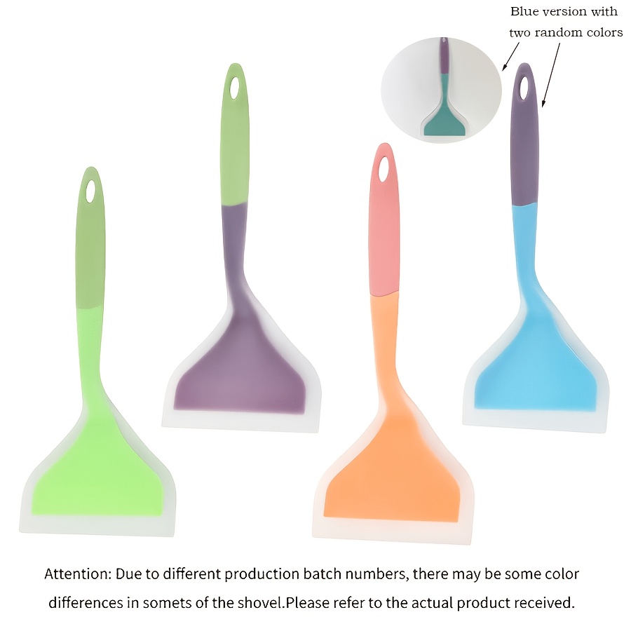 Image of Random 4pcs Silicone Spatula Stir-fry Spatula Kitchen Spatula Semi-transparent Frying Spatula Cabinet Wok, Household Cooking Wide Mouth Tool Spatula