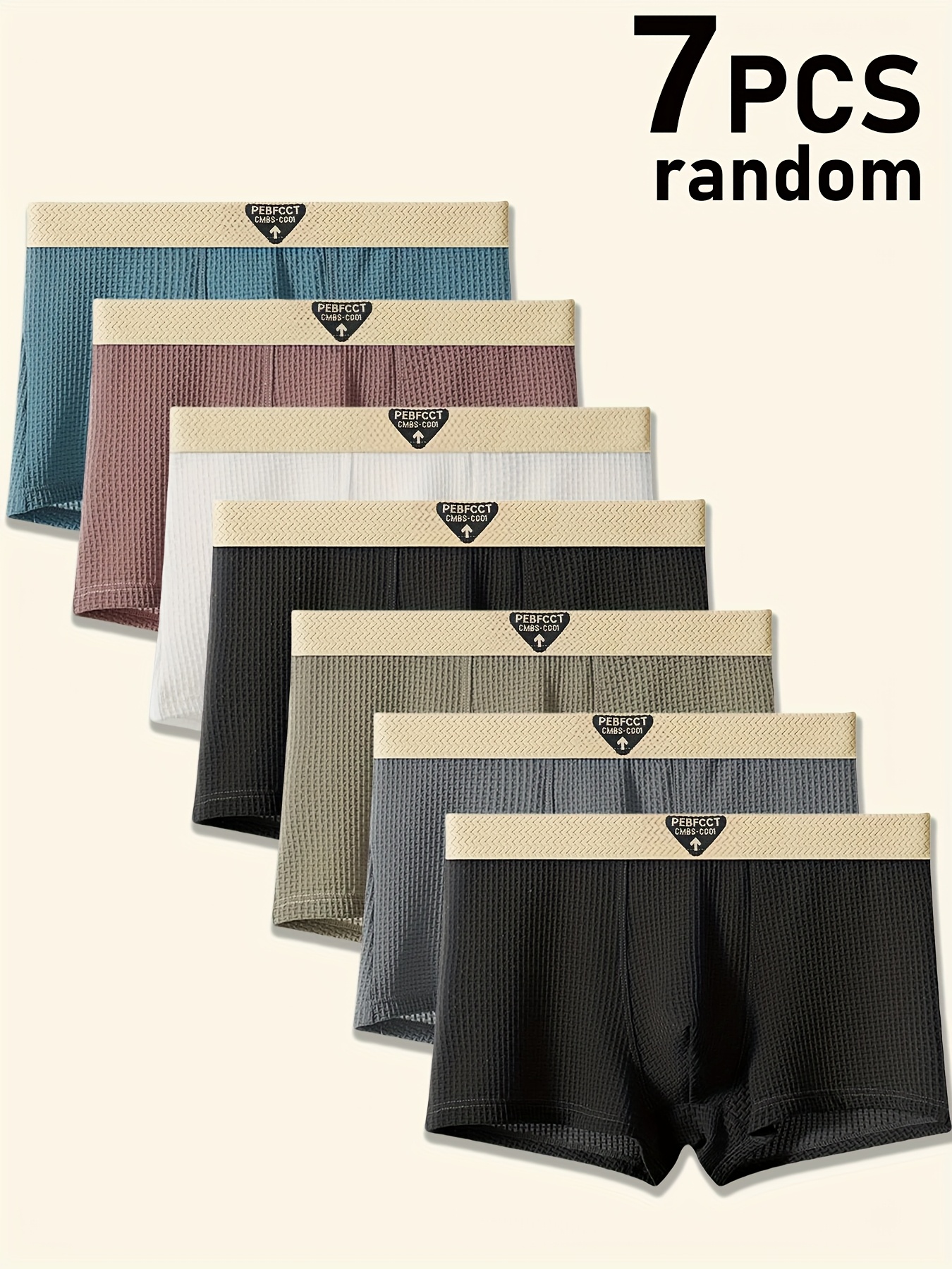 a set of 7 random mens boxer shorts breathable and comfortable featuring a simple solid   a summer hit made from ice silky fiber fabric
