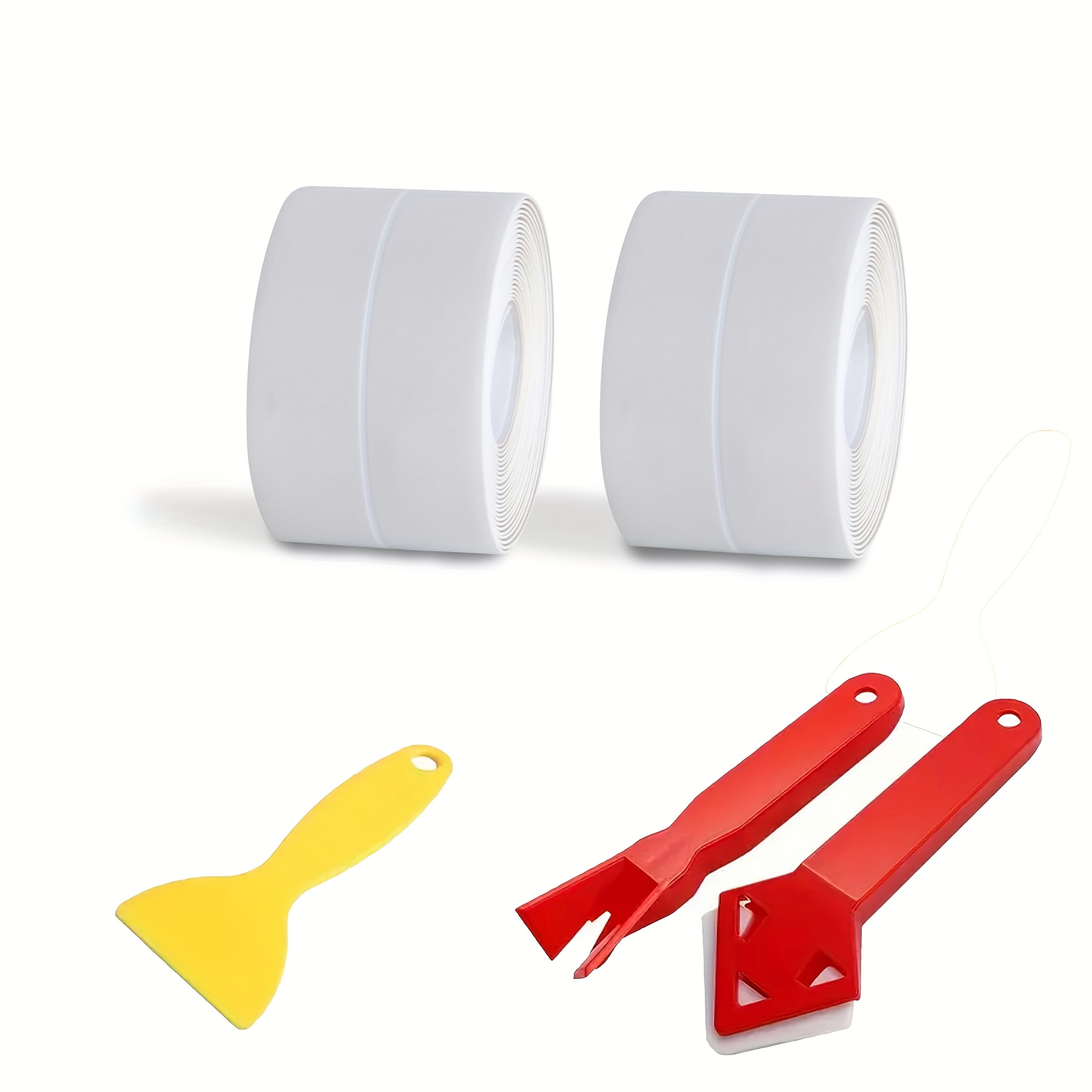 TEMU 2 Rolls 1.5*125.98inch Self-adhesive Waterproof Beautiful Seam Kitchen Sticker, With 3 Tools, Sink Self-adhesive Water Retaining Strip, Kitchen