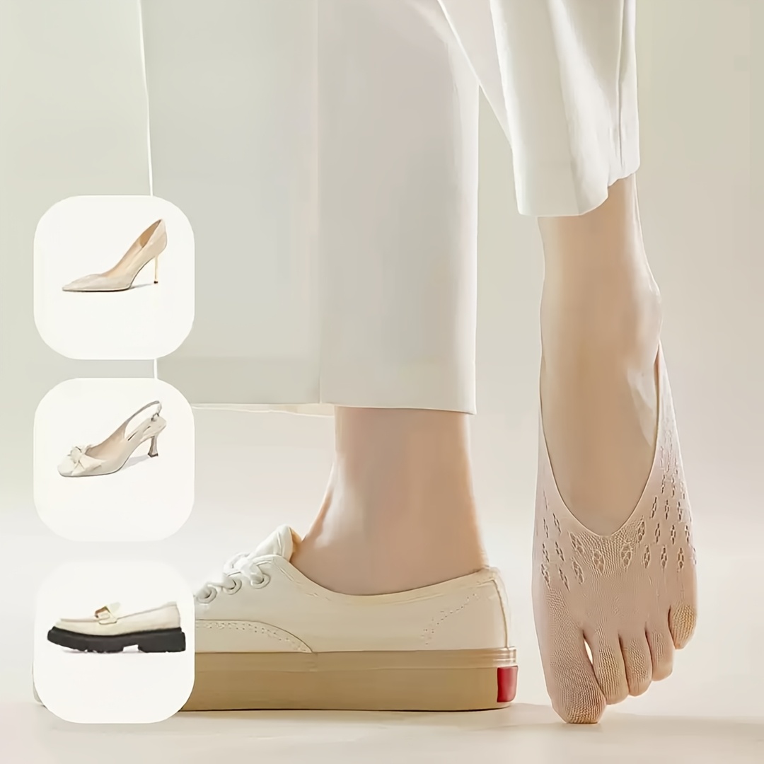 3 pairs of womens open toe socks five toe socks invisible boat socks for women ultra thin low cut summer socks   mesh breathable comfortable split toe socks with silicone anti slip protection for toes suitable for people with   Product details 4