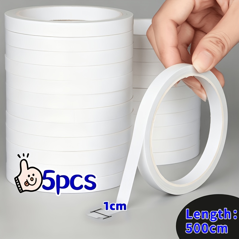 TEMU 5pcs White Double-sided Tapes, For Craft And Stationery - Strong Adhesive, Hand-tear Hot Melt Tapes, 0.79in, 0.71in, 0.59in, 0.39in, 0.31in,