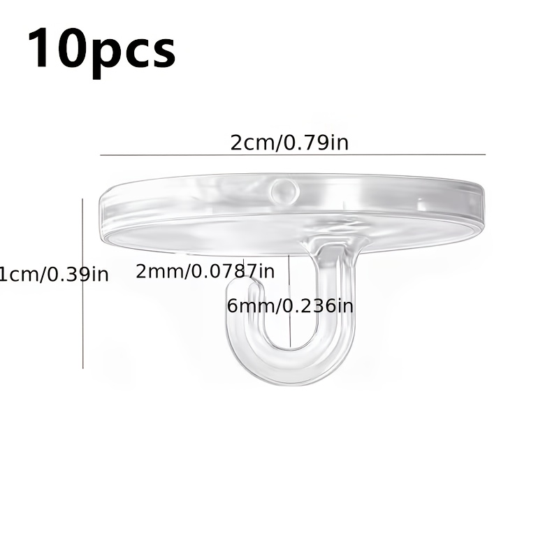 TEMU 10 stuks plafondhaken zonder boren, mini zelfklevende haken, transparante onzichtbare haken, plafondhaken voor daklantaarns, multifunctionele