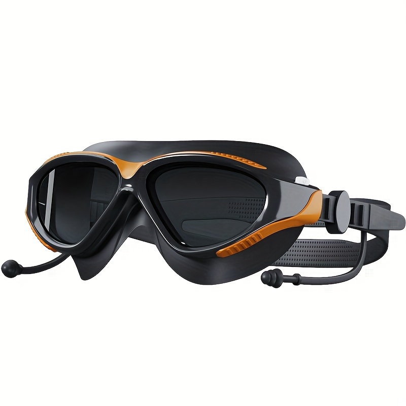 Image of Adult Large Frame Swimming Goggles - & Waterproof, Hd With Adjustable Silicone Strap, Pc Lens For Open Water Swimming, Water Sports (black), Swimming Accessories, , Performance Eyewear