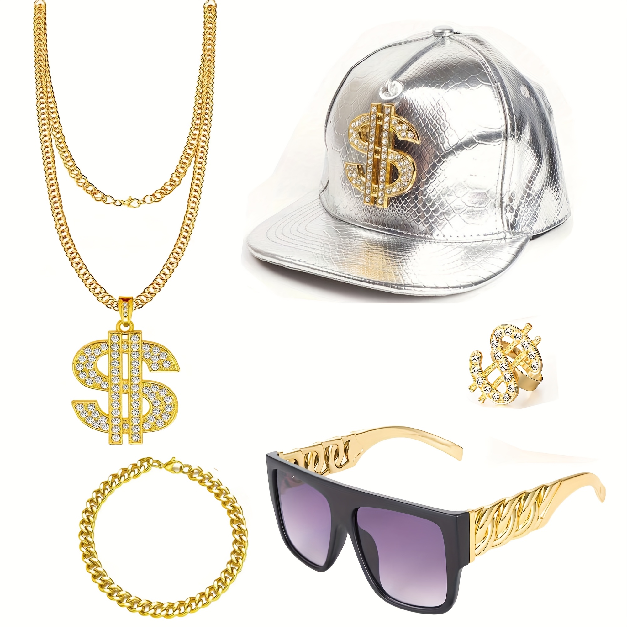 Hip Hop Costume Kit 80s 90s Rapper Accessories Set