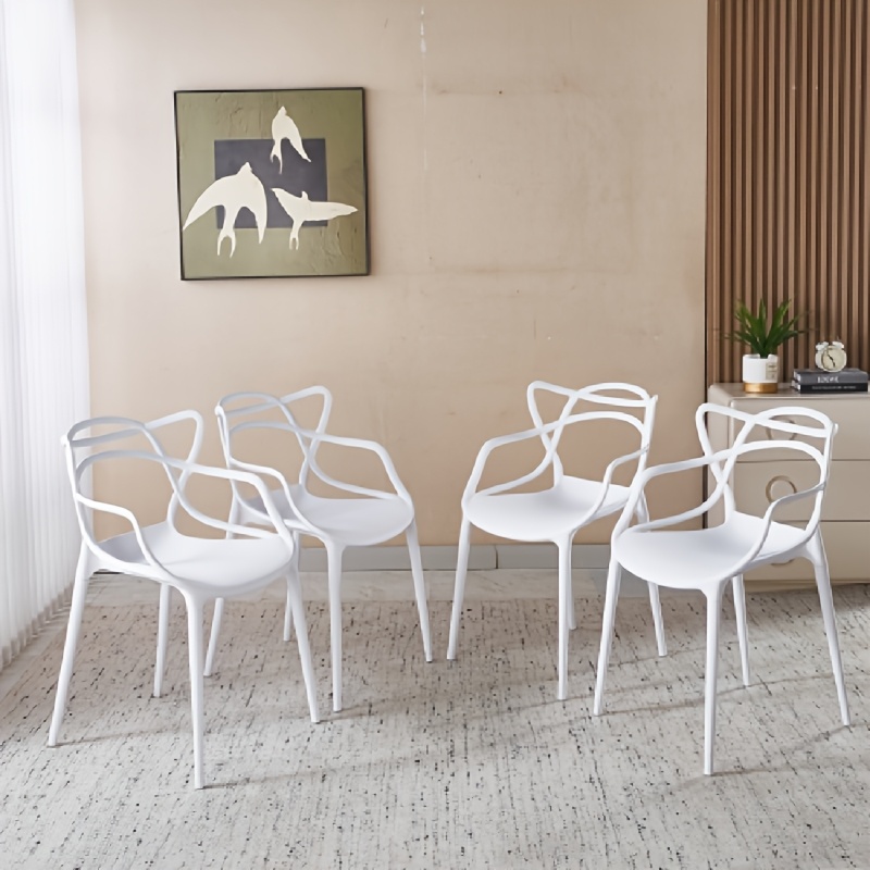 TEMU Modern Dining Chair | Stackable Indoor Or Outdoor Entangled Side Chair | Weather Resistant Plastic For Kitchen, Patio, Restaurant, Yard, Porch,