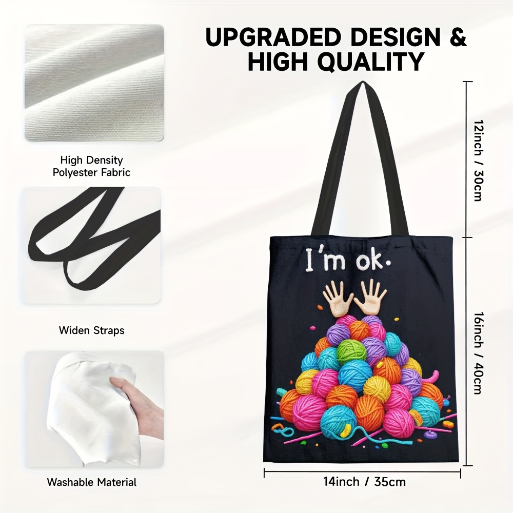 TEMU 1pc, Designed Tote Bag For Crafters, And Fashionable, Perfect For Knitting And Crochet Lovers, A Travel Accessory For Hobbyists And Artists