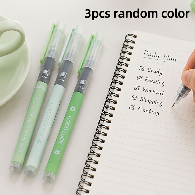 TEMU Set da 3 penne a gel stile Ins , penna a liquido dritto dall' elegante 0,5 mm con , penna per firma e articoli per ufficio