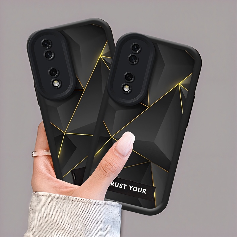 TEMU For Honor 90, With A Phone Stand, Soft Girl Graffiti Retro Geometric Line Pattern Phone Case, Designed For Anti-drop, Durable, A Stylish