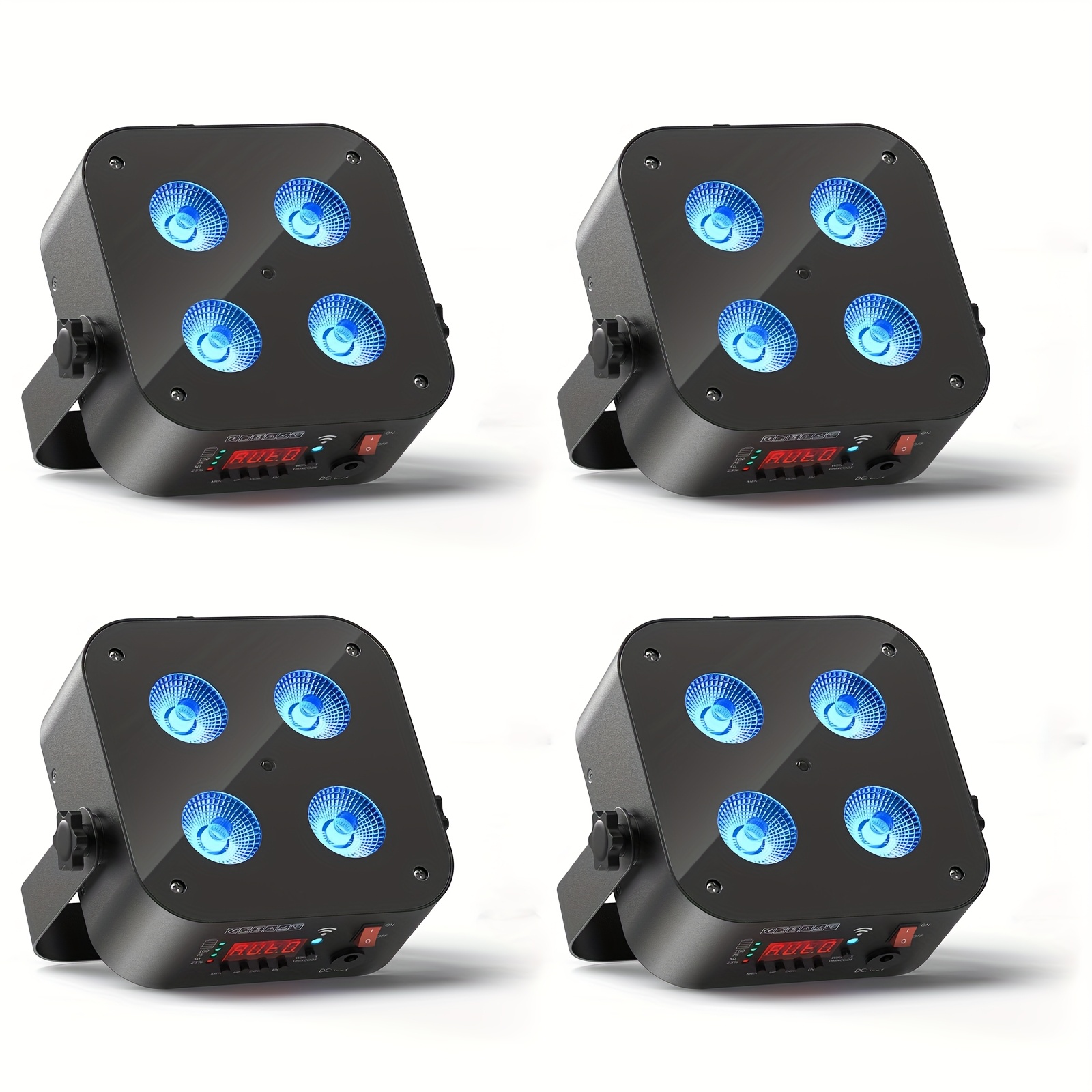 TEMU 4*18w 6in1 Rgbwa+uv Battery Powered Rechargeable Par Light By Dmx512 Control Sound Activated Lights For Event Wedding Church Stage Party