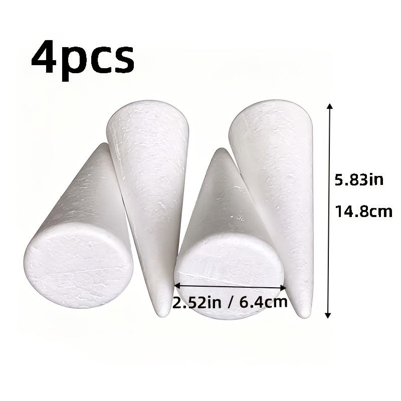 TEMU 4-pack Of Classic Polystyrene Foam Cones, Specifically Designed For Christmas Decorations And Crafting A Of Stick Christmas Additions. Ideal For
