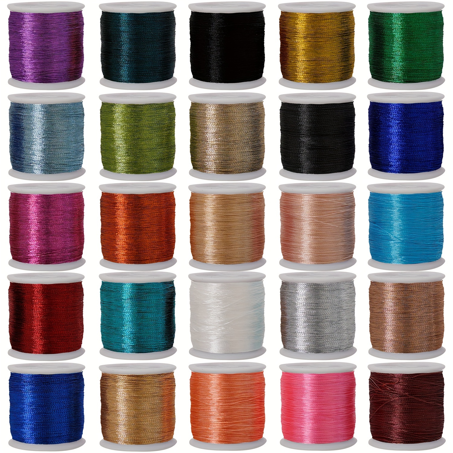 

25 Colors Metallic Embroidery Thread Set, 100% Polyester, Shiny Machine Sewing Thread, 110m Each, Total 2750m – Ideal For Embroidery And Decorative Stitching