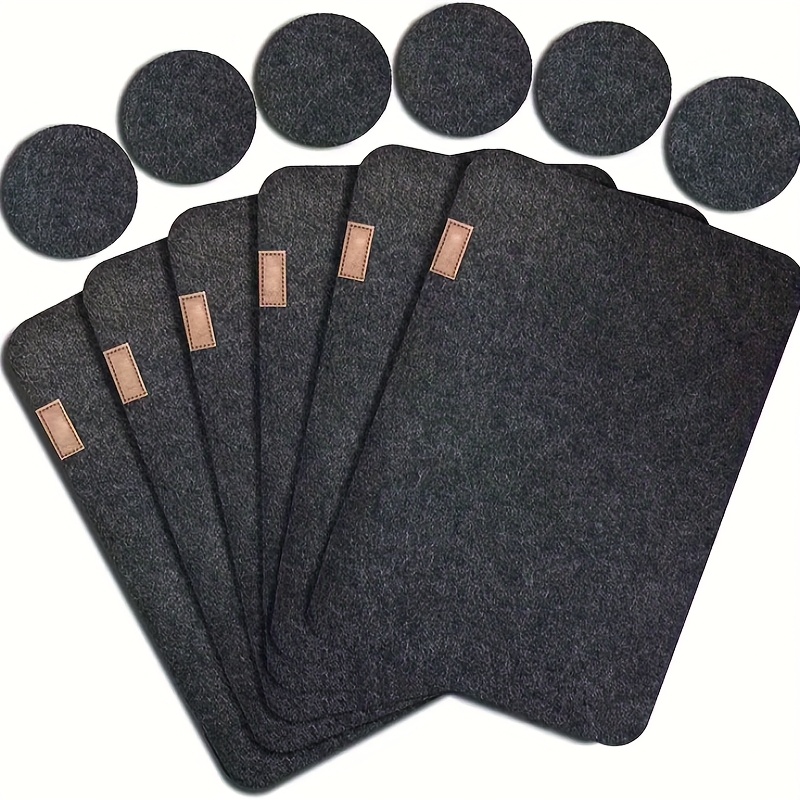 12pcs Dark Gray Plush Placemats - Non-slip, Suitable For Dining Rooms, Picnics, Or Outdoor Use, Picnic Tableware | Modern Dining Table Setup | Durable Tableware