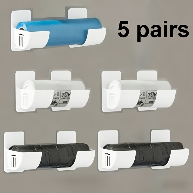 Upgraded 5 Pairs Multi-functional Plastic Storage Boxes, No Drilling Required, Adjustable Kitchen Countertop Suitable For Plastic Wrap, Trash . Side Hanging Design Cabinet And Refrigerator Space