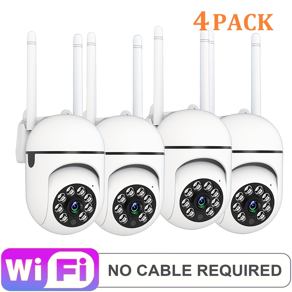 TEMU 4pcs-home Security 360° Pan-tilt Wireless Surveillance Camera With Color Night Vision, 2k Hd Indoor , Audio + 2.4ghz Wi-fi, Motion Tracking,