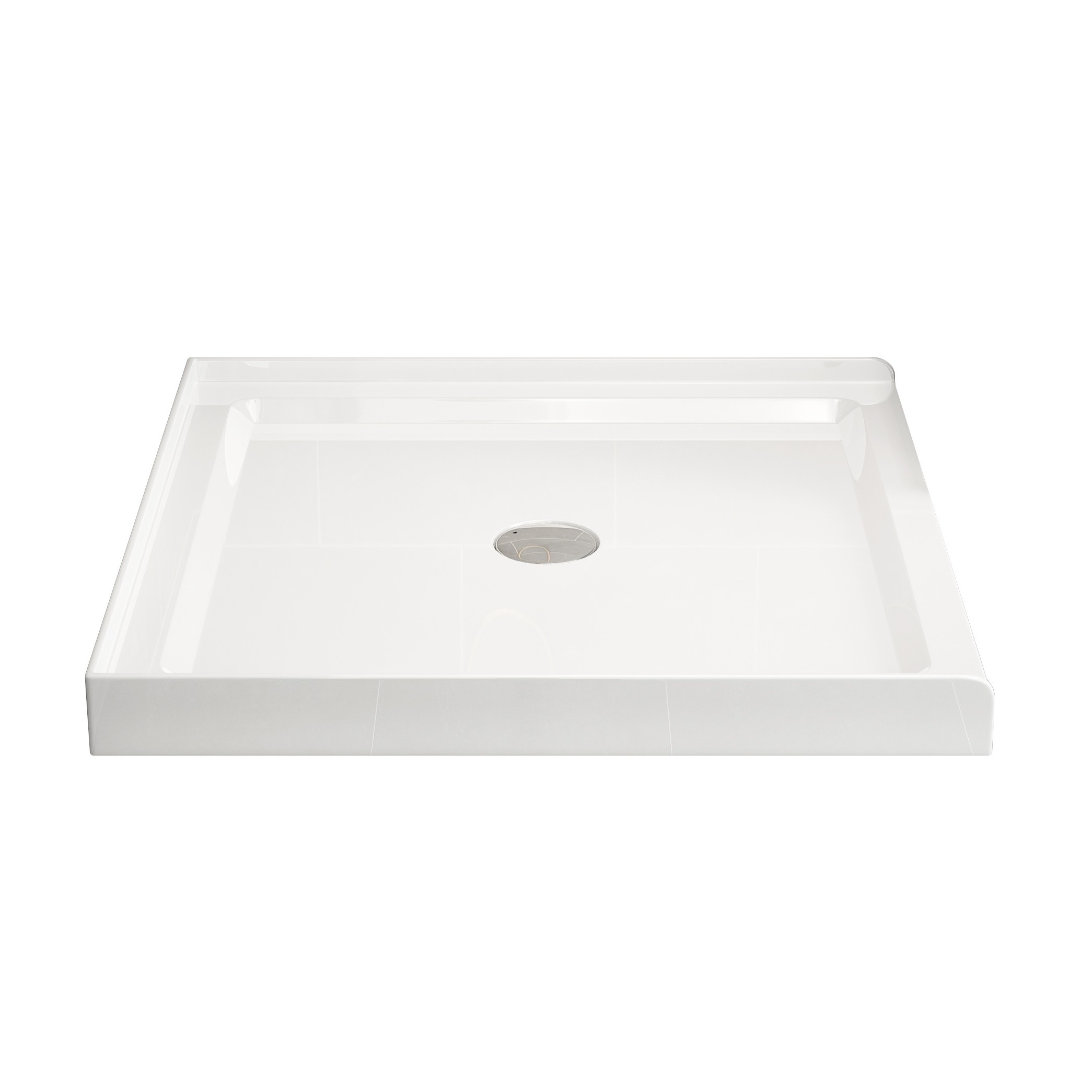 

36 In. X 36 In. Single Threshold Alcove Shower Pan Base In White With Center Drain