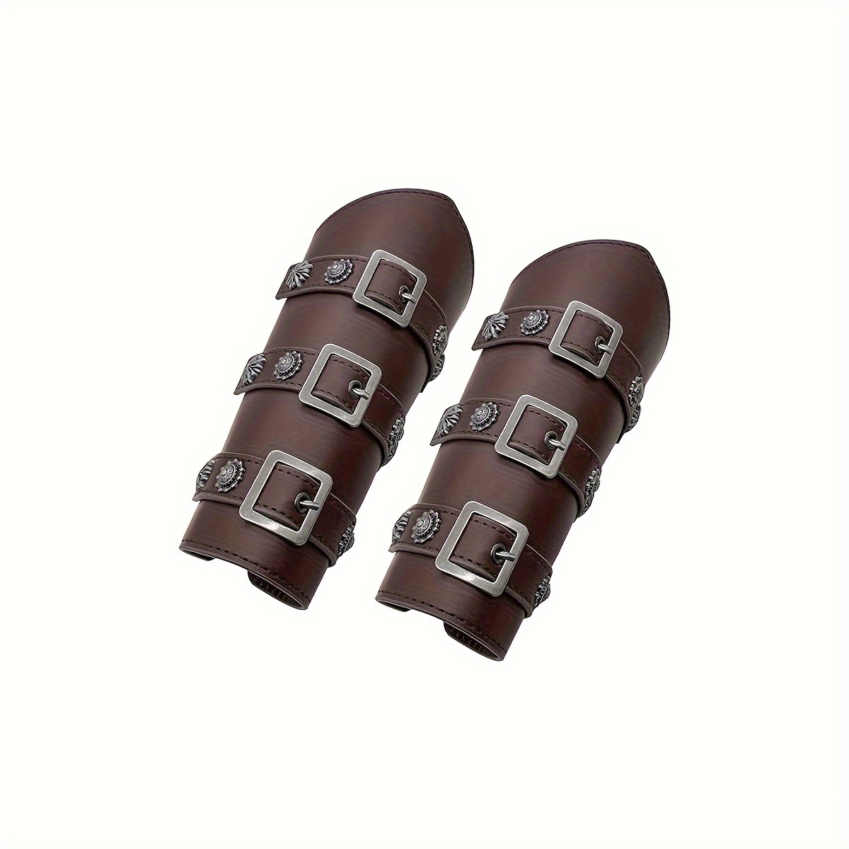 1pc Medieval Embossed Arm Bracers Retro Rivet Halloween Pu Leather