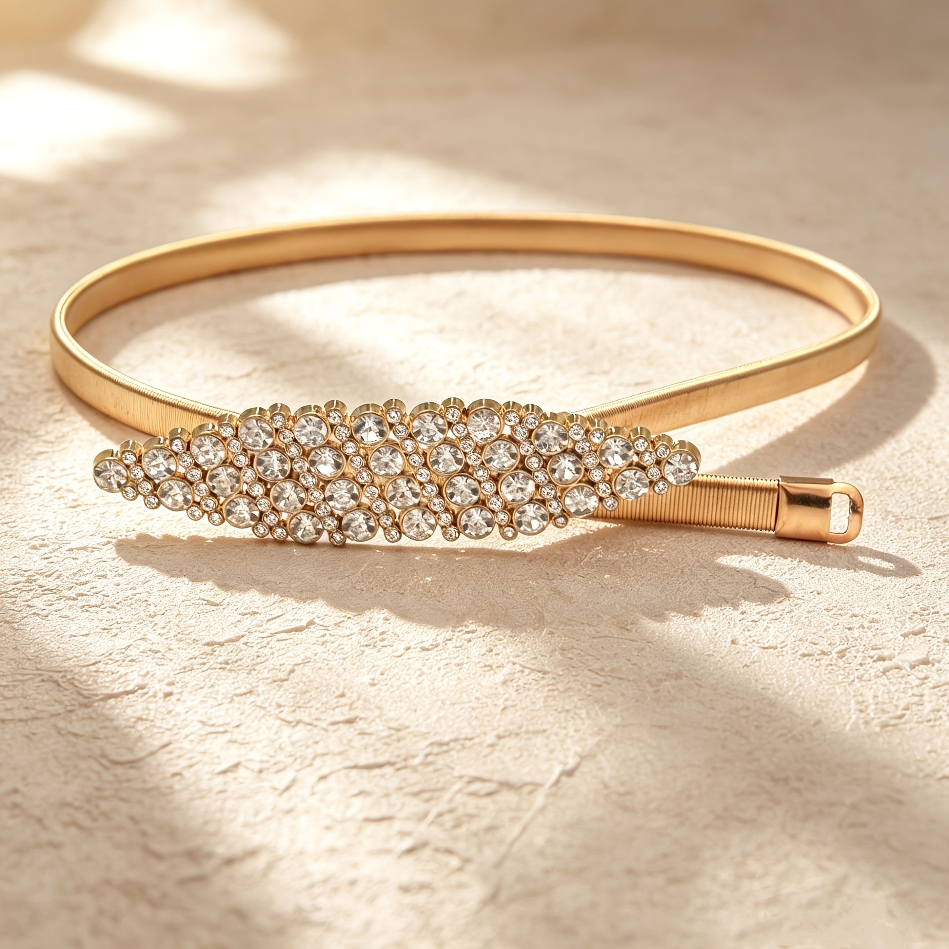 Women's Rhinestone Elastic Chain Belt, Formal Dress Accessory