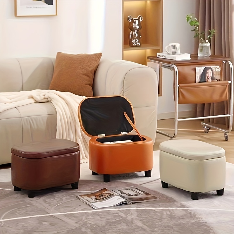 Hocker zur Aufbewahrung, niedriger Hocker fr den Heimgebrauch, kleiner  Stuhl fr das Wohnzimmer, Sofa-Fusttze, Couchtisch-Hocker, hochwertiger  Schuhwechselhocker und Sitzkissen