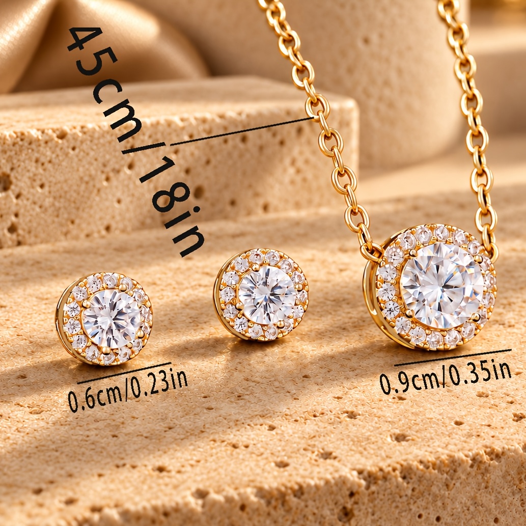 Minimalist Retro Round Stud Earring & Pendant Necklace Set