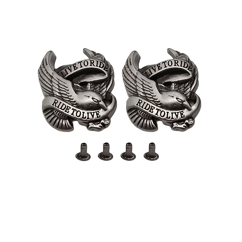 TEMU 2 Sets de Rivets Éagle, avec 4 Rivets à Tige pour l'Installation de Rivets, Ancrage Rétro Punk, Ajouts en Métal pour Artisanat du Cuir, Boucles