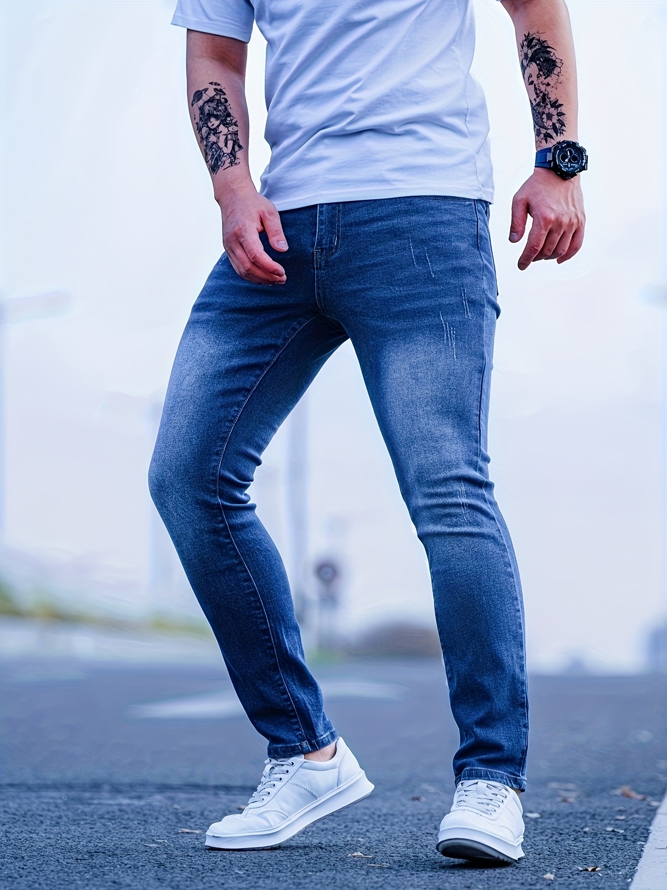 New Spring And Autumn Collection for Men, Featuring Slim-Fit Pants Made of Stretchy Denim, Perfect for Casual And Stylish Looks with Comfortable Elastic Fabric
