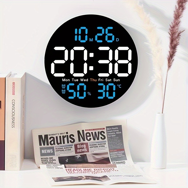 1pc Reloj Pared Inteligente Digital Pantalla Led Multifuncional,  Temperatura, Semana Calendario, Control Remoto, Decoración Hogar, Sala ,  Oficina, Regalo San Valentín, Año Nuevo Pascua - Hogar Cocina - Temu