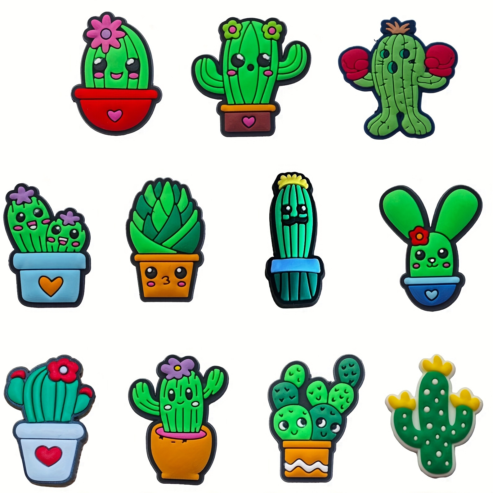 TEMU Ensemble de 11 breloques à chaussures sur le thème du cactus avec divers de dessins animés, décorations amovibles adorables pour chaussures et