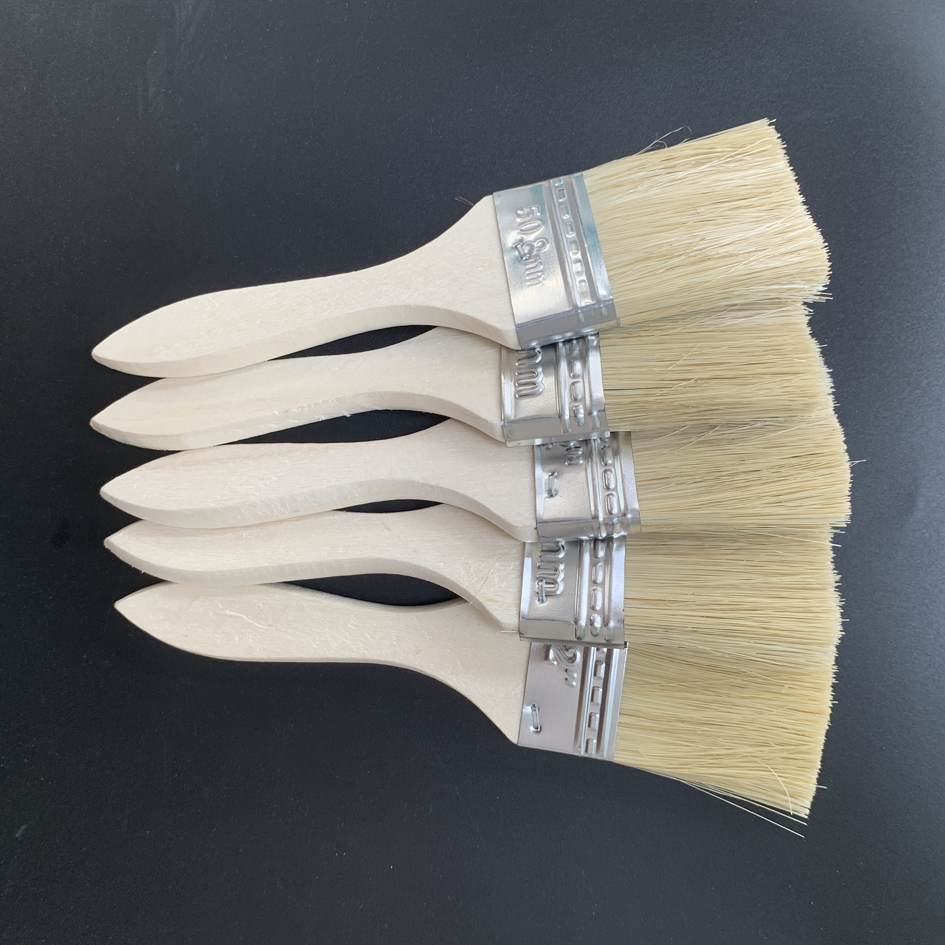TEMU 6/12pcs Set Of 5.08cm Wooden Handle Paintbrushes With Metal Ferrules, Multi-functional, Suitable For Art Painting, Glue Application,
