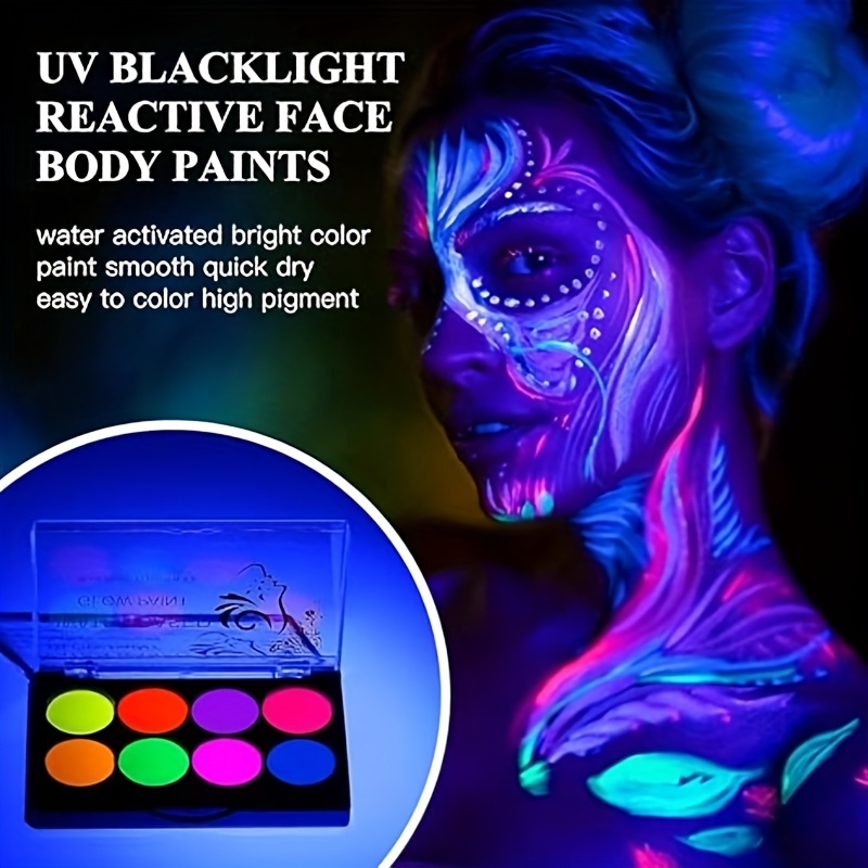KARLOR UV Gesichtsfarbe Set – 6 Neon-Farben In 1 Dose, Wasserlöslich, Für Schwarzlicht-Party, Fasching, Cosplay